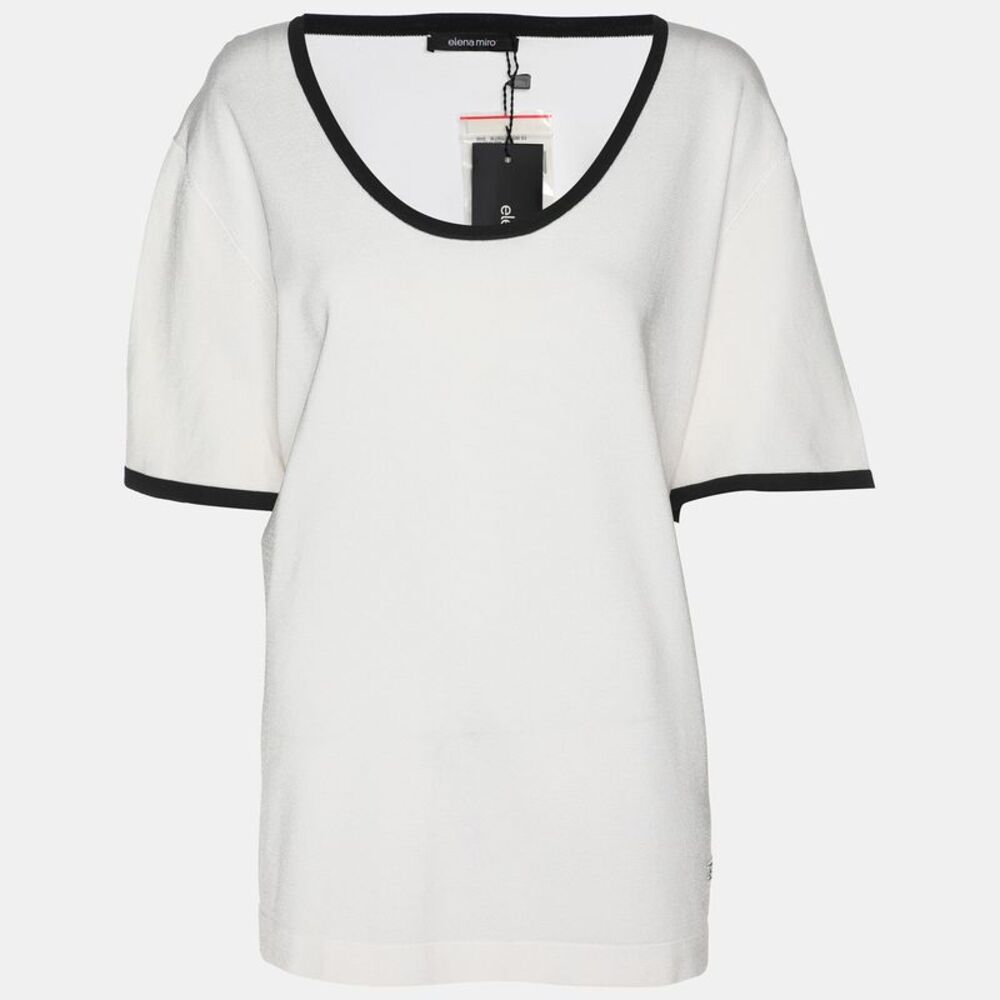 Elena Miro White/black Knit T-Shirt Xxl
